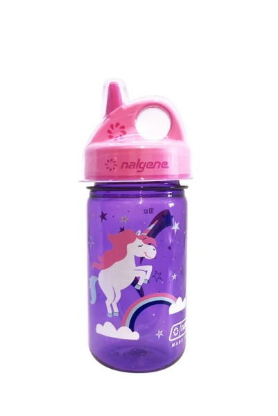 Nalgene Kinderflasche Grip-n-Gulp Sustain, 0, 35 L, mit Deckel, violett Einhorn