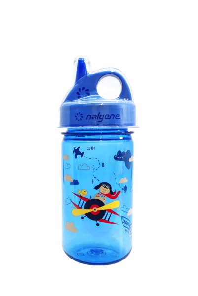 Nalgene Kinderflasche Grip-n-Gulp Sustain, 0, 35 L, mit Deckel, blau Flugzeug