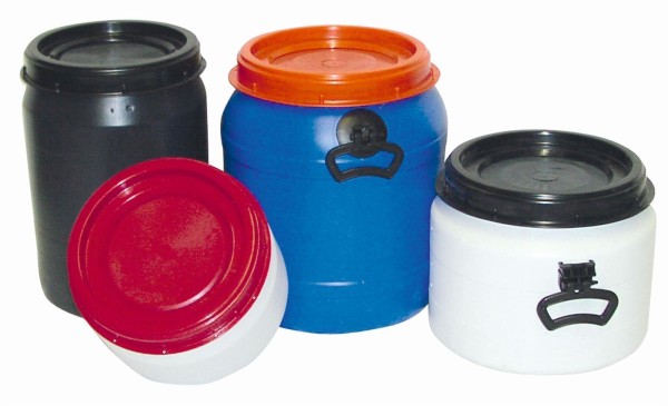 Wasserdichtes Faß / Kanutonne / Gepäcktonne, Inhalt 50 Liter, Blau mit Deckel Orange