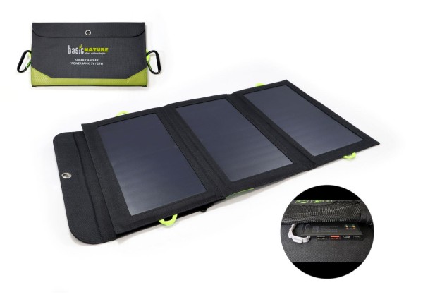 BasicNature Solar-Charger Powerbank, 5V / 21W