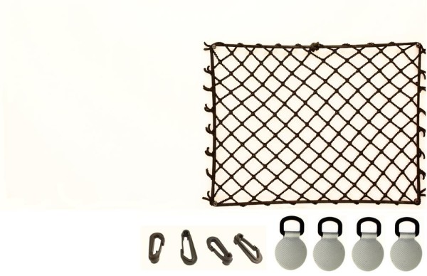 Decksnetz, elastisch, Höhe 23 cm, Länge 30 cm, mit Simplexhaken, mit D-Ringen zum Aufkleben Grau
