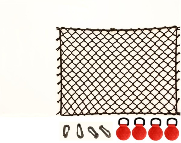 Decksnetz, elastisch, Höhe 30 cm, Länge 40 cm, mit Simplexhaken, mit D-Ringen zum Aufkleben Rot