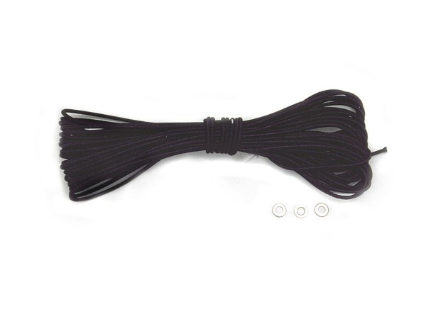 BasicNature Rubber cord, black 2 mm 10 m